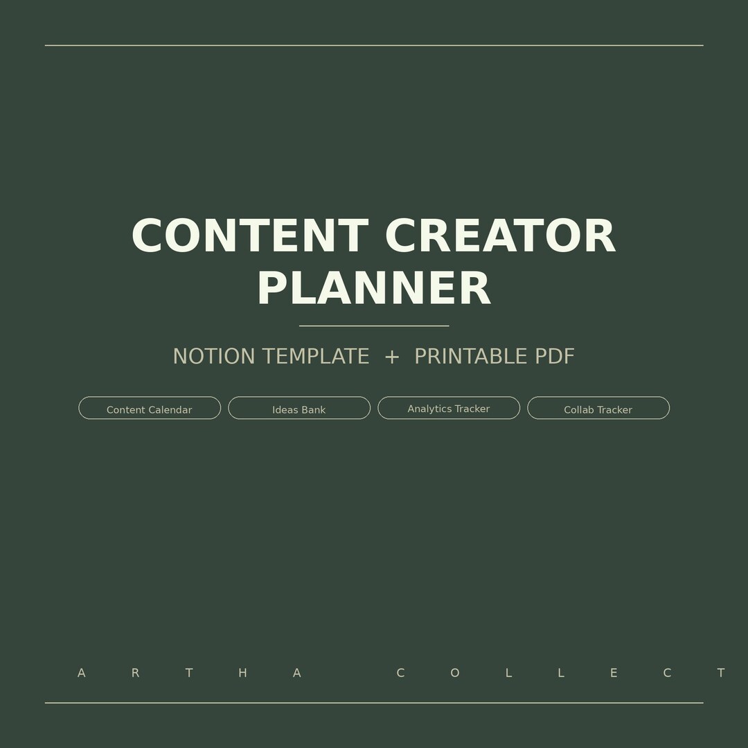 Content Creator Planner Notion Template 2026 | Printable PDF Planner ...