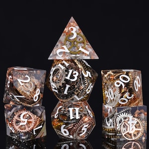 Dés mécaniques Soul MDN, jeu de dés Steampunk Gear, dés RPG de table, cadeau d'anniversaire pour joueur, cadeau D&D pour artificier ou DM