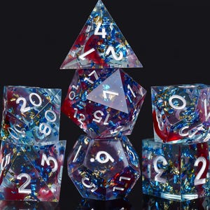 Handmade Sharp Edge Dice Set,Premium DND Dice Resin Polyhedral, Unique TTRPG Gamer Gift, Dungeons and Dragons Gift for DM