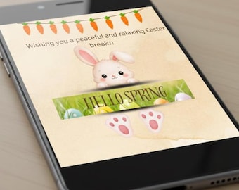 Cartão de Páscoa em Vídeo | Animação de Coelhinho Fofo na Primavera | Download Instantâneo