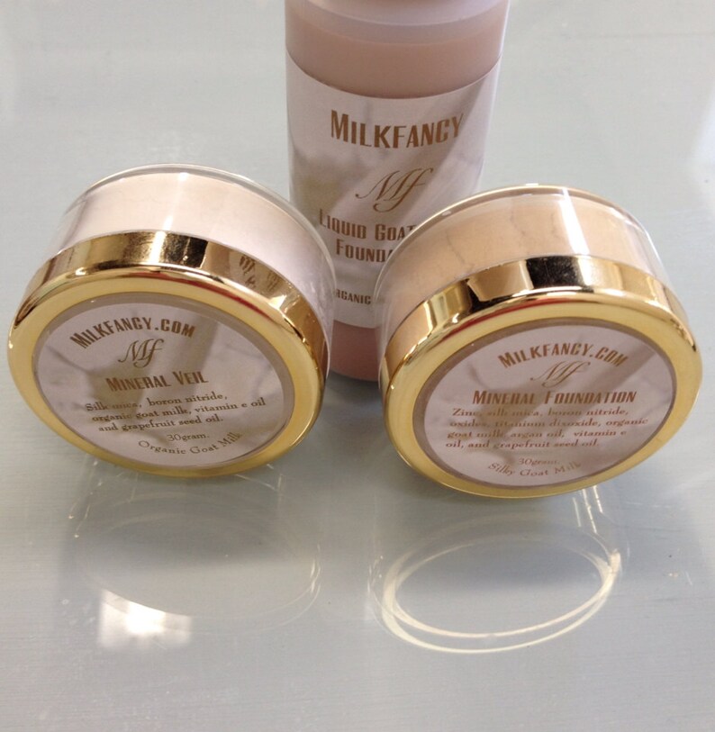 Organic Liquid Foundation , goat milk mineral powder bronzer & veil image 2