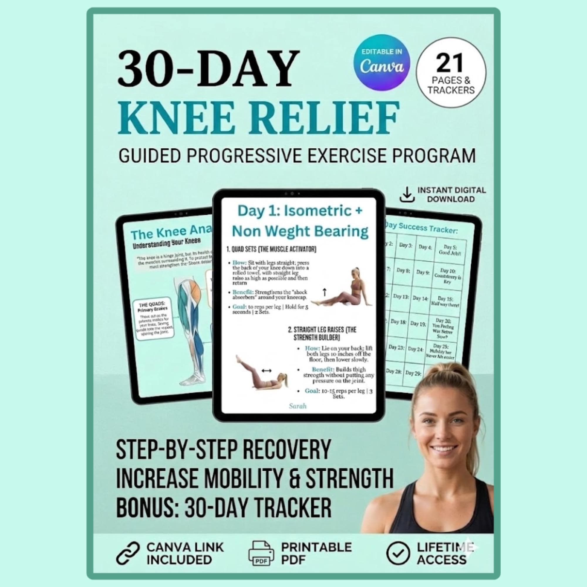 Knee Rehab Program.pdf 30 Day Knee Rehab Program | At-home Exercises, Strengthening, Mobility ...