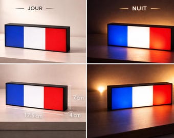 French Flag LED Light Box | Modern Decorative Lamp | USB | Original Gift | French Lightbox