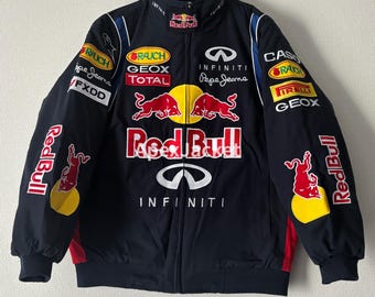 Red Bull bestickte Rennjacke im Vintage-Stil F1 Unisex