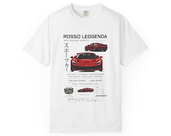 Sportwagen-T-Shirt | Grafik-T-Shirt mit Fahrzeugspezifikationen