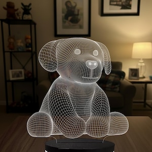 Personlig valp-LED-nattlampa, anpassad 3D-illusionspresent till djurälskare, minnesdekor