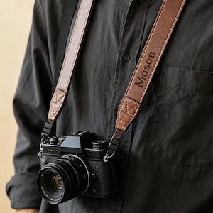 Personalized Adjustable Camera Strap, Leather Gifts for Photographer, Custom Monogram Leather DSLR Camera Strap, Camera Travel Essentials