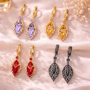 Leaf Drop Zircon Earrings for Women, Gold Crystal Dangle Earrings, Elegant Statement Earrings, Wedding Party Jewelry Gift for Her
