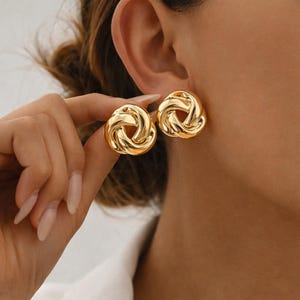 Gold Silver Knot Stud Earrings Women Minimalist Geometric Earrings Statement Earrings Trendy Jewelry Gift for Her Elegant Earrings