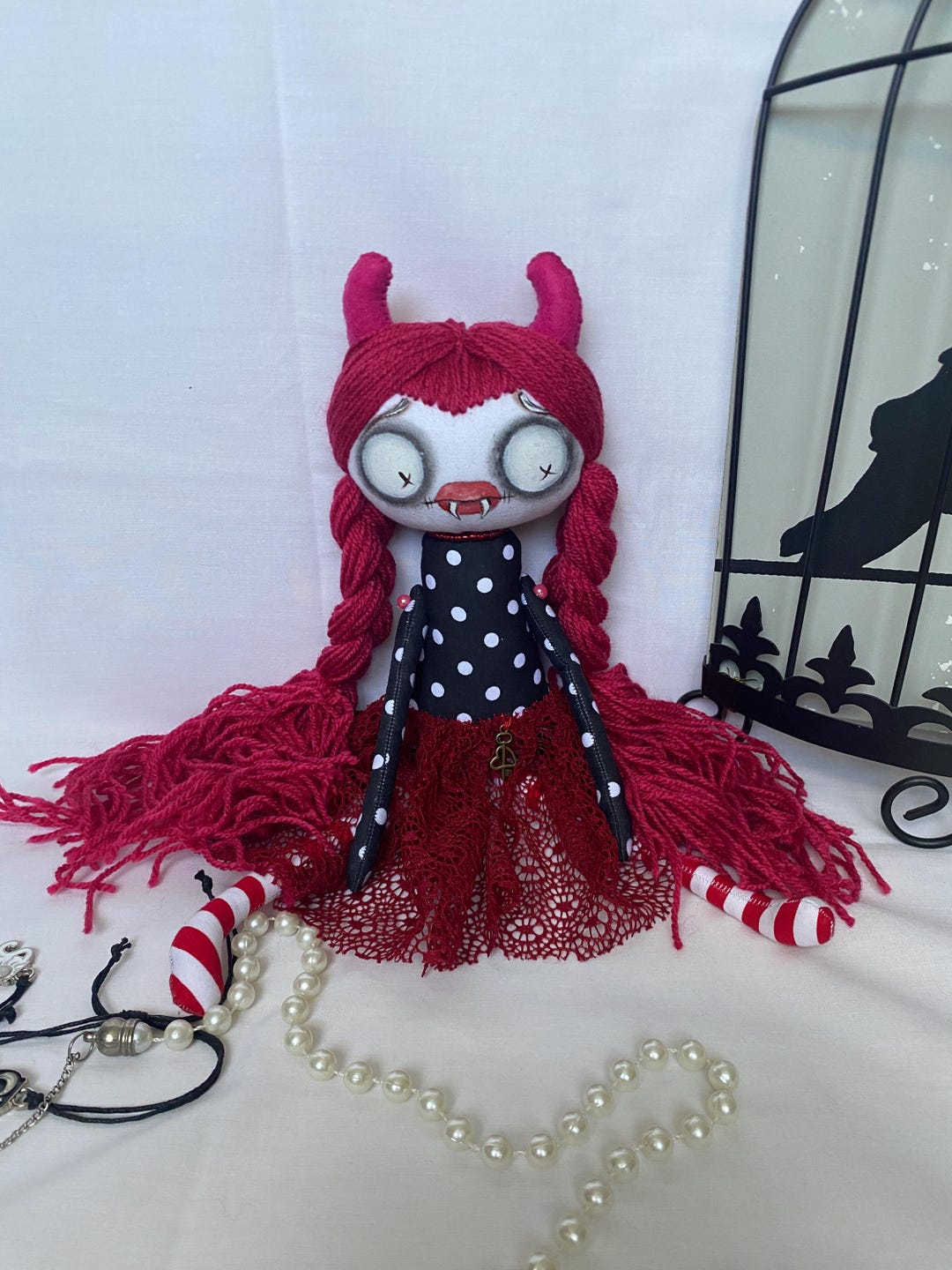Demon Ragdoll Gothic Devil Rag Doll Handmade Art Doll, Creepy Cute Little Demon ...