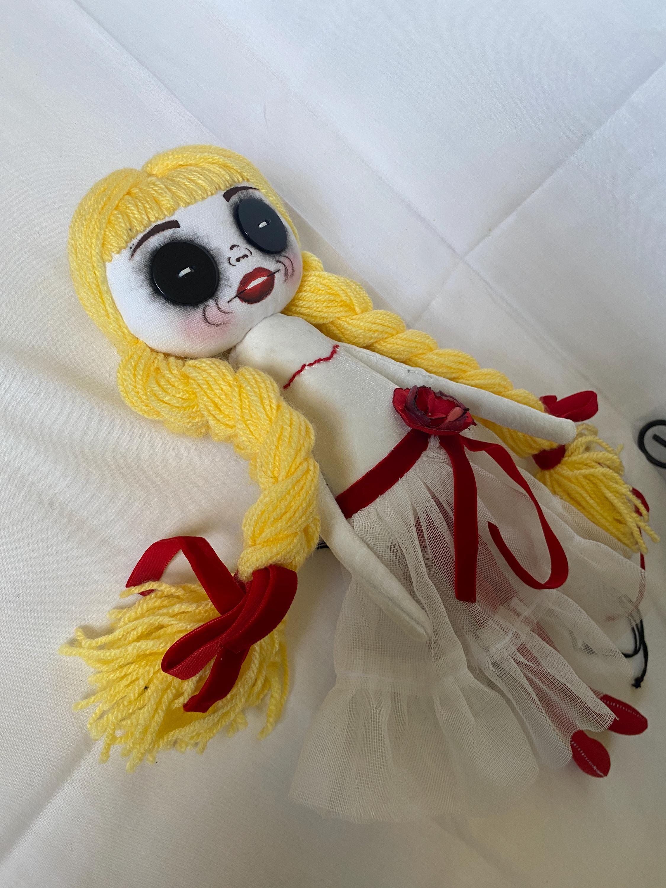Annabelle Inspired Horror Doll White Velvet Rag Doll Creepy Cute Art ...