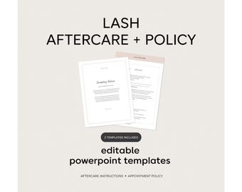 Lash Aftercare Instructions & Appointment Policy Editable PowerPoint Template for Lash Technicians