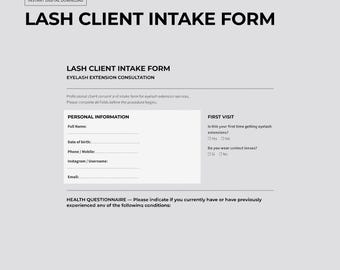 Lash Client Intake Form Editable PowerPoint, Eyelash Extension Consultation Form Template for Lash Technicians