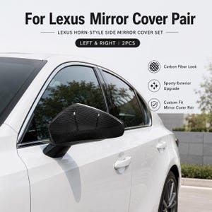 For Lexus Mirror Cover Caps Carbon Fiber Look Left And Right Pair ABS Exterior Side Mirror Trim Sporty Upgrade Gift Accessory Style