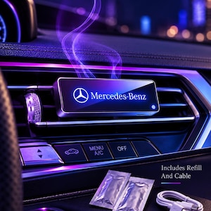 Mercedes billuftfräschare LED-ventildiffusor personlig bildoft lyxigt interiörtillbehör anpassad logotyp present till förare