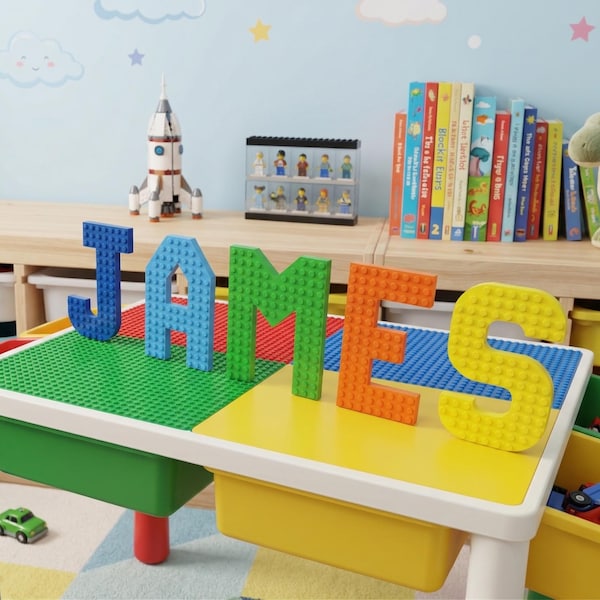 Placa com nome personalizado | Letras de tijolo impressas em 3D para decoração de quarto infantil | Presente de aniversário personalizado para meninos e meninas | Arte para quarto de bebê