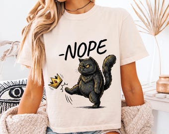 Maglietta con gatto nero e scritta "No Kings in America", maglietta divertente per la protesta, maglietta con meme patriottico, maglietta con gatto e Lady Liberty, regalo per la giustizia sociale.