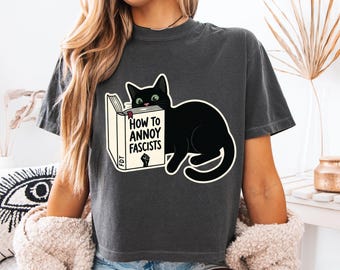 Maglietta con gatto anti-Trump, maglietta di protesta per amanti dei gatti, maglietta anti-ICE, grafica FDT discreta