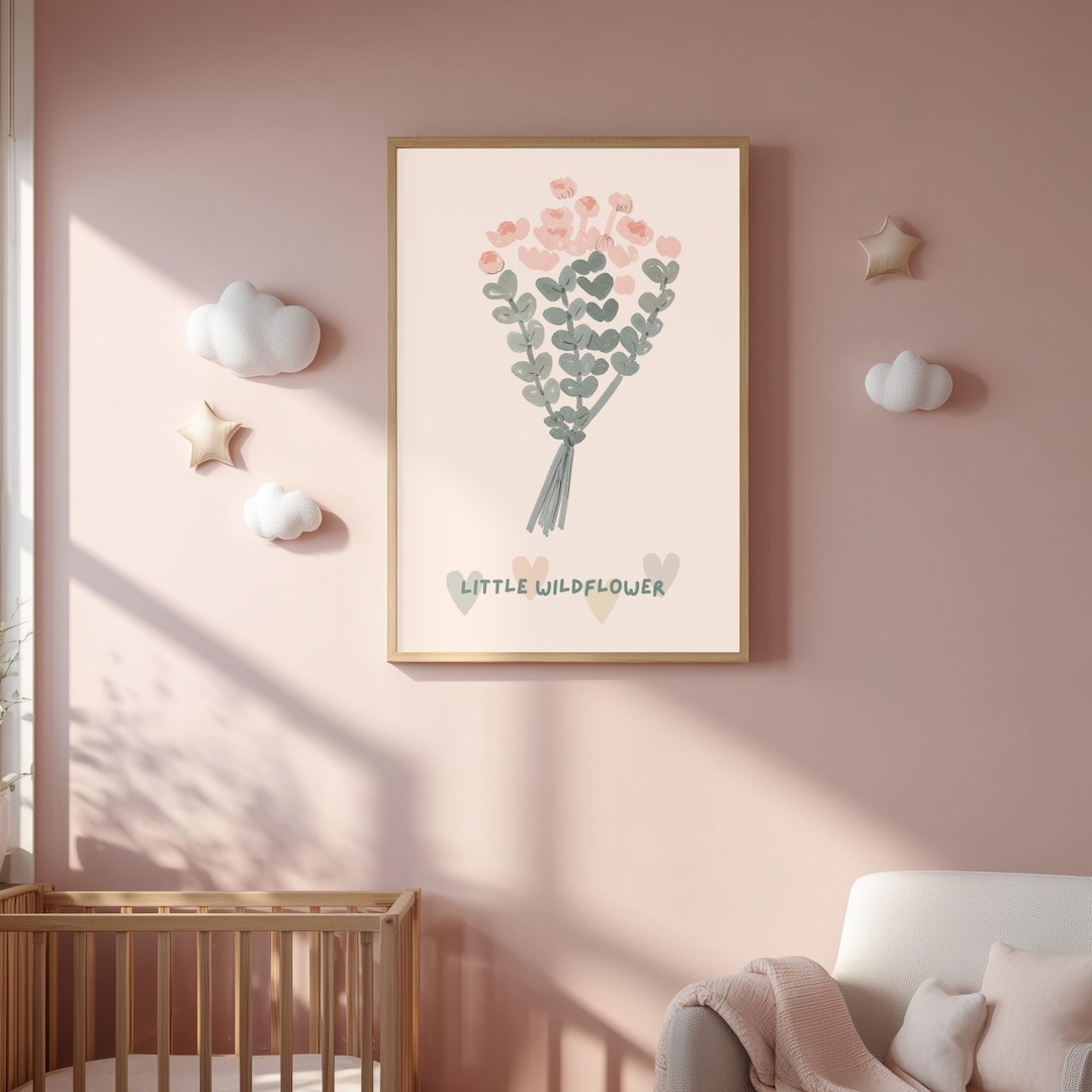 Little Wildflower Nursery Print, Boho Floral Baby Girl Wall Art ...