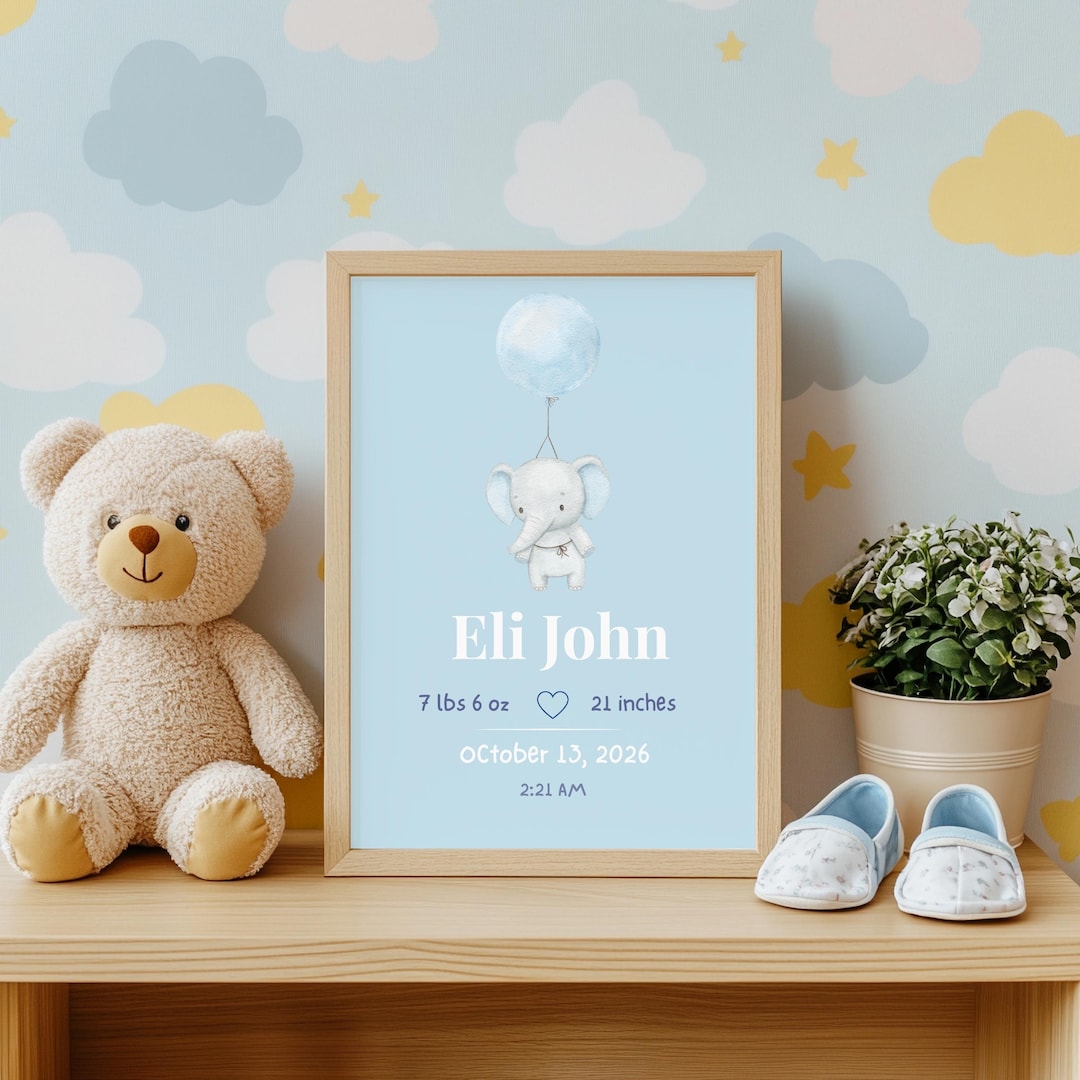 Personalized Baby Birth Stats Print, Custom Nursery Wall Art, Baby Name ...