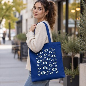 Baumwolltasche mit blauem Augenmuster