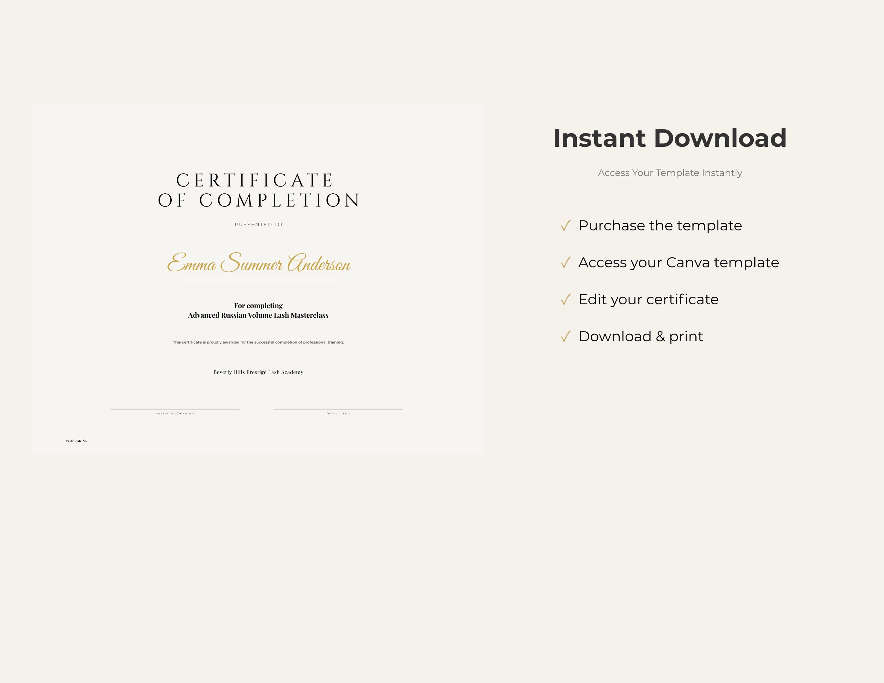 Editable Lash Certificate Template, Eyelash Extension Training ...