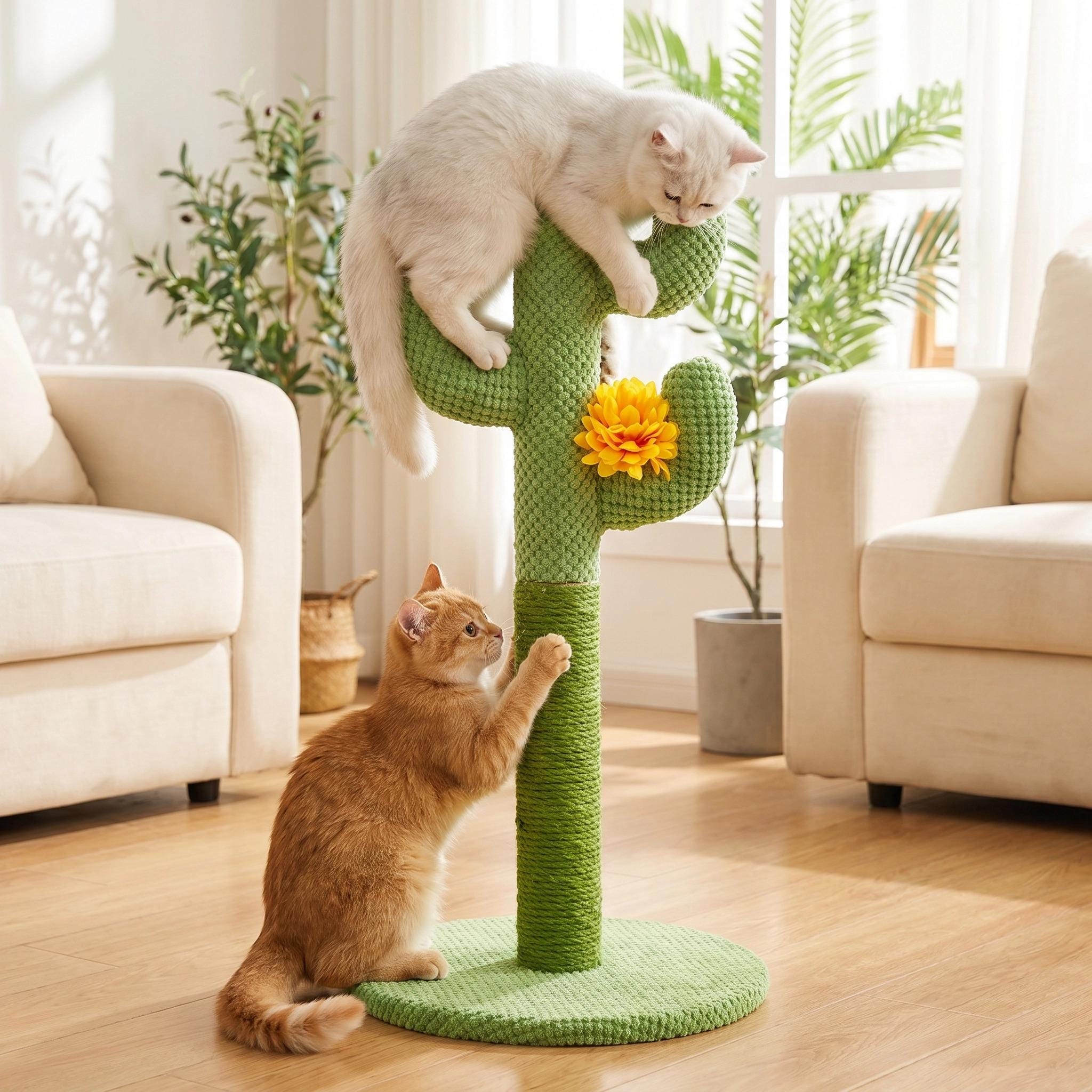 Tall Cactus Cat Post Tall Cactus Scratching Post, Cactus Cat Tree Cat  Scratcher With Sisal Scratching
