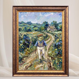 Dapper Frog Country Lane Giclée Fine Art Print Whimsical Animal Cottagecore (Unframed Print)