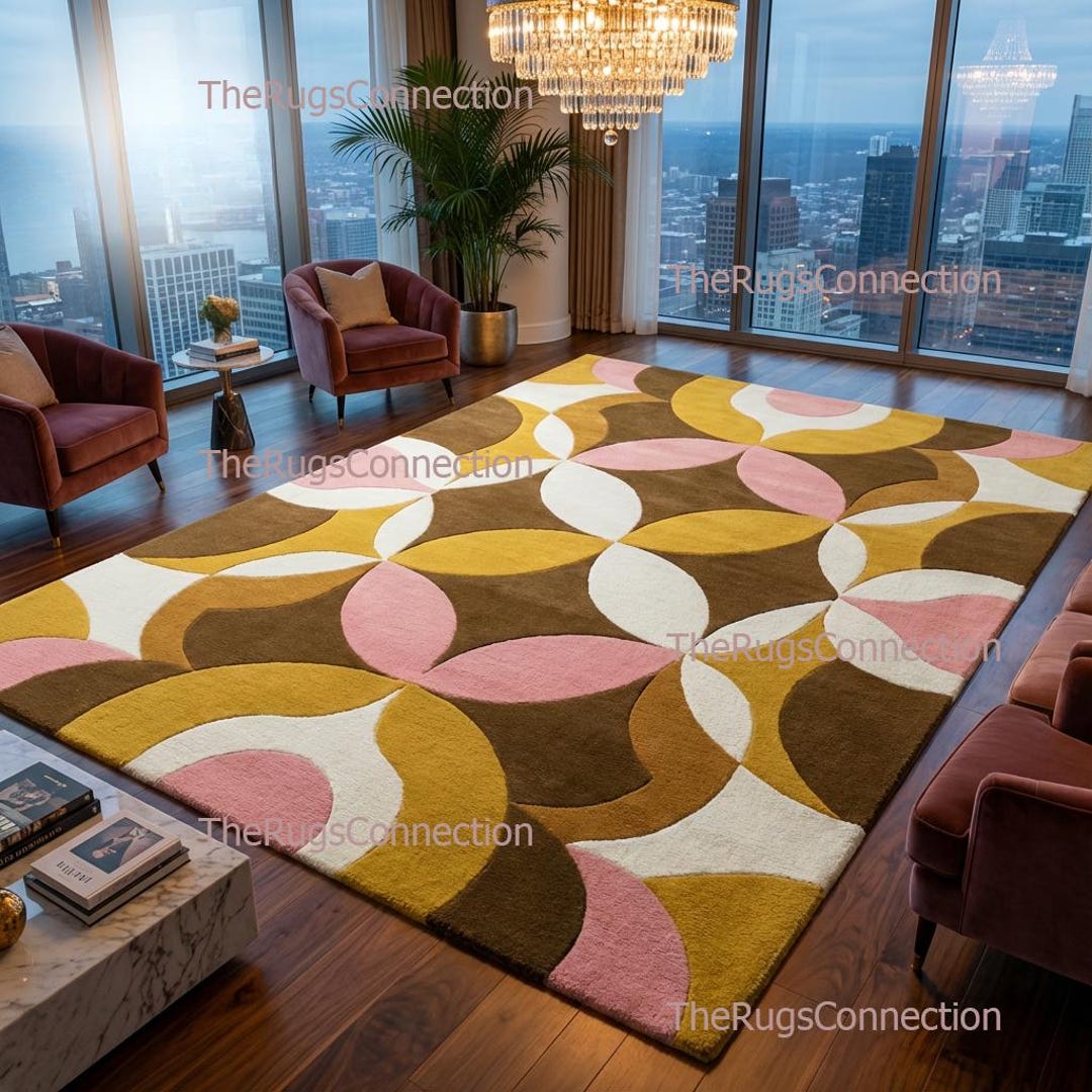 Modern Tufted Rug | Abstract Geometric Design | Wool Area Rug | Living ...