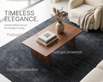 Handgetufteter Wollteppich Anthrazit Schwarzer Teppich | Modernes Minimal Wohnzimmer | 8x10 9x12 | Individuell