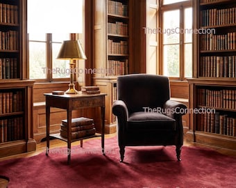 Hand Getufteter Teppich Ausgebogter Teppich Burgund Massiv Wohnzimmer | 9x12 12x15 | Individuell