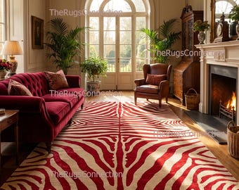 Bold Red Zebra Teppich Handgemachter Wolle Tierdruck Wohnzimmer Bereich Teppich Benutzerdefinierte