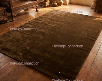 Schokobrauner Teppich Handgetufteter Wollteppich Schlafzimmer Nussbaum Großer Benutzerdefinierte Teppich