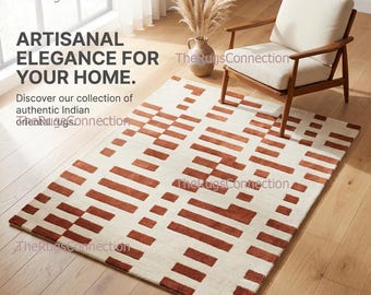 Ivory Rust Geometrischer Teppich Handgetuftet Wolle Moderne Wohnzimmer Bereich Teppich Benutzerdefinierte