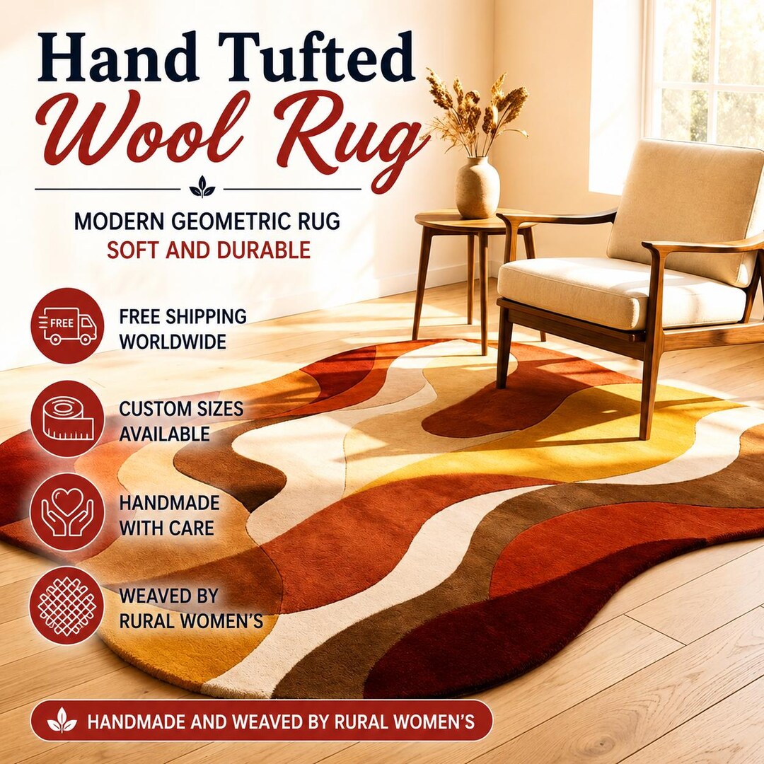 Hand Tufted Wool Rug | Organic Shape | Modern Style | Bedroom Living ...