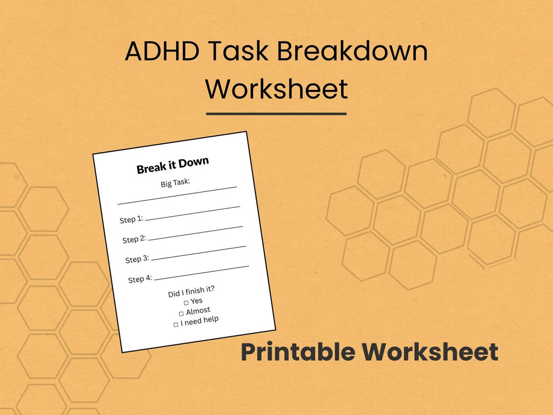 Assignment Breakdown Worksheet ADHD Task Breakdown Worksheet - Etsy