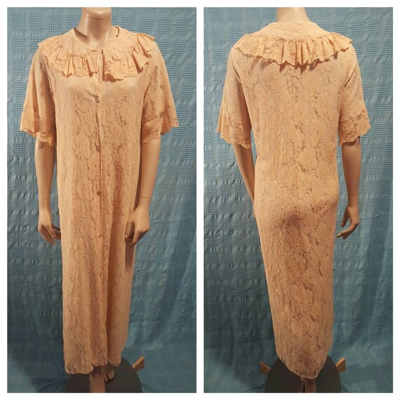 Vintage Cream Ivory Lace Negligee 1950's Lingerie