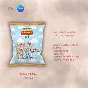 Toy Story-chipspåse, Toy Story-akvarell festpresentomslag, Buzz Lightyear och Woody-chipspåse, digitalt redigerbar etikett bild 5