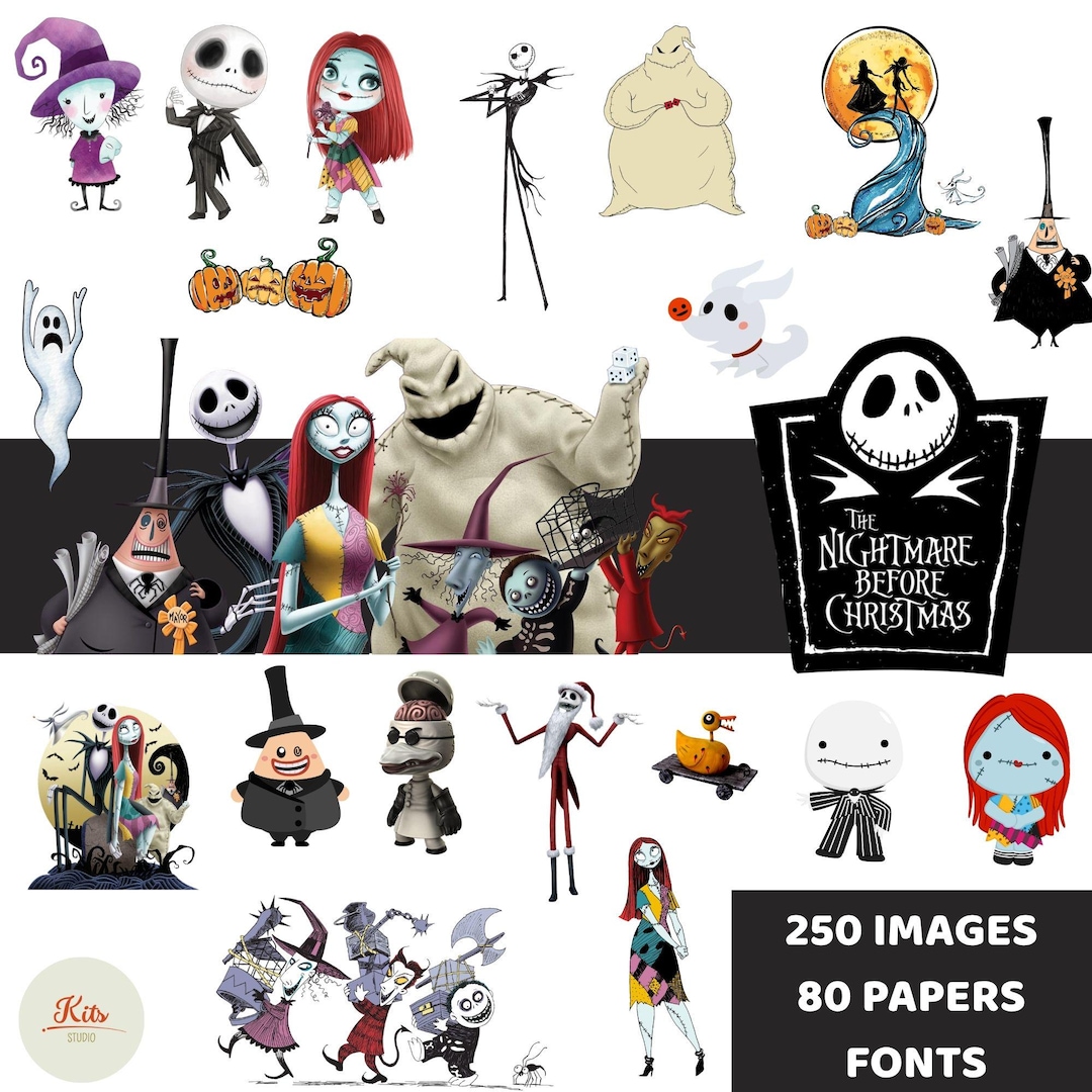 The Nightmare Before Christmas Clipart PNG, Digital Papers, Halloween ...