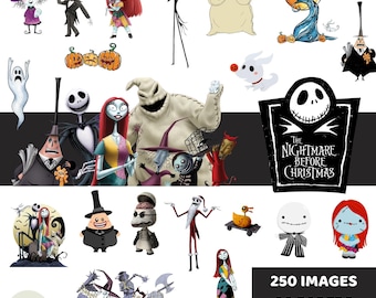„Nightmare Before Christmas“-Cliparts (PNG), digitale Papiere, Halloween-Clipart-Paket, „Nightmare Before Christmas“