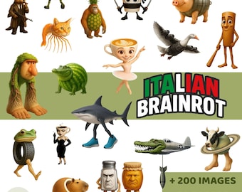 Italian Brainrot Clipart PNG, Italian memes, viral meme clipart pack, SVG, funny memes, instant download