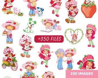 Strawberry Girl Clipart PNG, +350 files, vintage strawberry clipart pack, strawberry girl, strawberry, instant download
