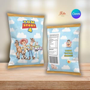 Toy Story-chipspåse, Toy Story-akvarell festpresentomslag, Buzz Lightyear och Woody-chipspåse, digitalt redigerbar etikett bild 1