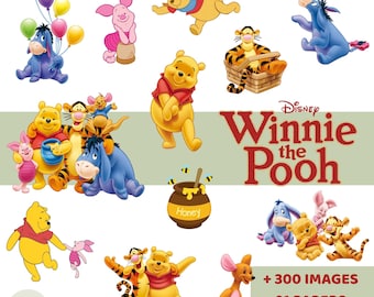 Winnie Puuh PNG-Cliparts, über 400 Bilder von Winnie Puuh und seinen Freunden, Waldbär mit Honig, Baby, digitales Set, SVG, EPS