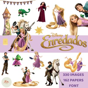 Rapunzel PNG-Cliparts, 490 Dateien, Rapunzel-Digitalpapiere, Prinzessinnen-Clipart-Paket, Aquarell, Sofort-Download