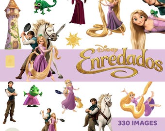 Rapunzel PNG-Cliparts, 490 Dateien, Rapunzel-Digitalpapiere, Prinzessinnen-Clipart-Paket, Aquarell, Sofort-Download