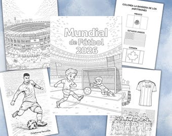 WM-2026-Malbuch, druckbare PDF-Datei, Malbuch für Kinder, Fußball-Aktivitäten zum Ausmalen, digitaler Download