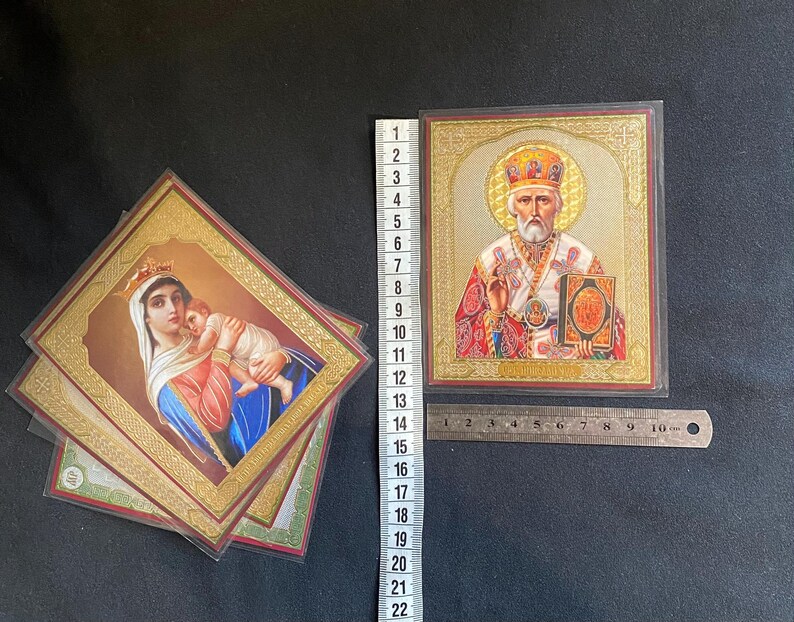Religious Icon Card Russian Orthodox Icons: Virgin Mary, Child, Saints Set (6 Pieces) - Etsy