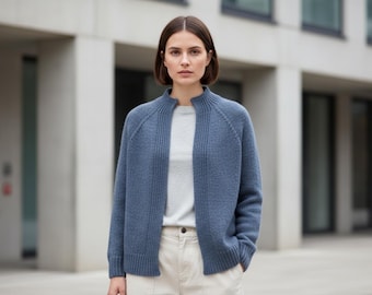Raglan Cardigan Knitting Pattern Soft Knit Sweater PDF