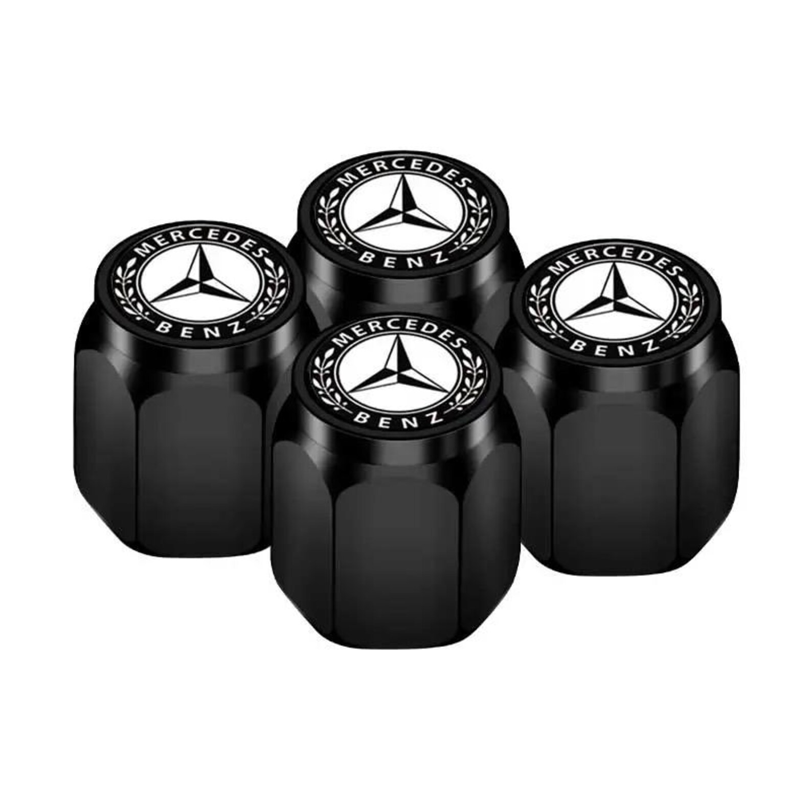 4PCS Mercedes Benz Tire Valve Stem Caps 4PCS Metal Wheel Air Valve ...